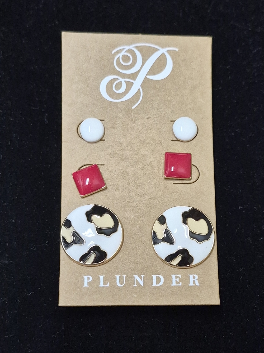 Plunder Design Stud Earrings 3 Pair - NIP